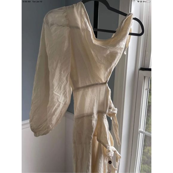 New Free People X Jen’s Pirate Booty Graffiti Bridge Maxi Dress Sz Medium Beige - Picture 8 of 9